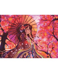 Картина по номерам на холсте Японское солнце 30х40 см с акриловыми красками и кистями Три совы