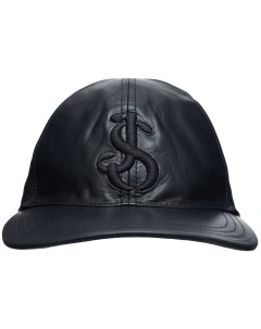 Черная кожаная кепка с логотипом Jil sander