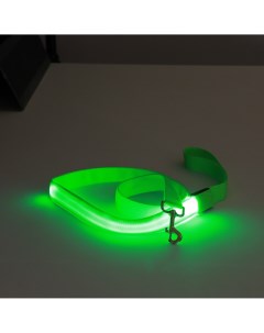 Поводок с подсветкой 3 режима свечения 120 х 2 5 см зеленый Пижон