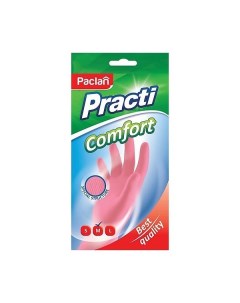 Перчатки резиновые Comfort M розовый Paclan