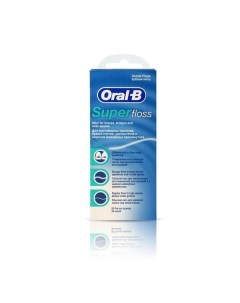 Нить зубная для чистки между брекетами и мостовидными протезами Super Floss Oral B Орал би нити 50шт P&g manufacturing ireland ltd