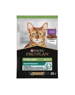 Корм для кошек Sterilised для стерилизованных, с уткой в соусе пауч 85г Purina pro plan