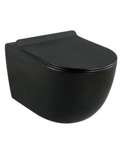 Унитаз подвесной Classic Black безободковый черный с сиденьем дюропласт микролифт 1020758 Lavelly