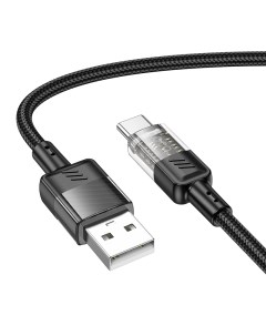 USB Кабель Type C U129 1 2м черный с прозрачным Hoco