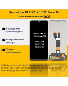 Дисплей для смартфона Realme C21 Realme C11 2021 Realme Narzo 50i тип экрана In Cell Telaks