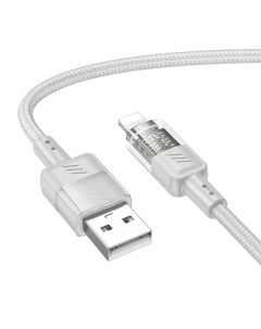 USB дата кабель Lightning U129 1 2м серый с прозрачным Hoco