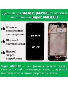 Дисплей в рамке для смартфона Samsung M31 M315F технология Super AMOLED Telaks
