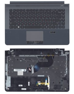 Клавиатура для Samsung RC420 черная Топ кейс Серебряный Оем