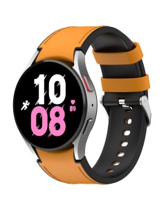 Кожаный ремешок для Galaxy Watch размер L черно оранжевый серебристая пряжка Samsung