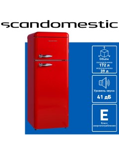 Холодильник RKF203B красный Scandomestic