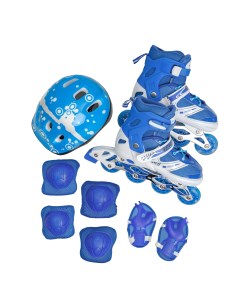 Комплект ролики раздвижные шлем защита синий L 39 42 Saimaa