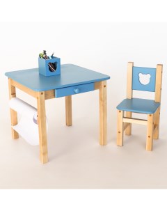 Детский стол и стул набор FOREST Blue деревянный из березы Simba