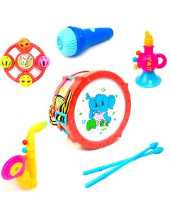 Набор детских музыкальных инструментов барабан бубен дудочка саксофон 101476 Baby toys