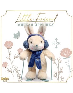 Мягкая игрушка toys Little Friend 9905626 зайчонок на лыжах синий шарф Milo