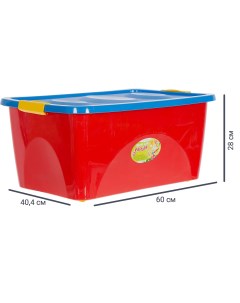 Ящик для игрушек на колесах 60x40 4x28 см 44 л пластик с крышкой цвет красно синий Martika