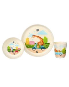 Набор детской посуды Play with Me Busy Animals 9946159 тарелка миска стакан Lalababy