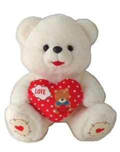 Мягкая игрушка Медведь 38 см с сердцем в горошек 1 3887 38 Toy and joy