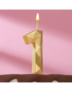 Свеча в торт на шпажке Многогранник цифра 1 11х4 3 см золото Омский свечной