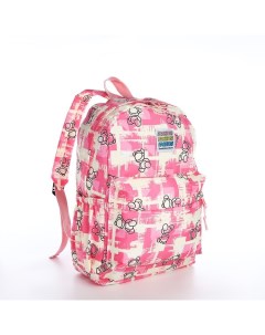 Рюкзак школьный из текстиля на молнии Мишки 3 кармана розовый Nobrand