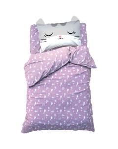 Комплект детского постельного белья Funny cat 1 5 сп бязь розовый сиреневый Этель