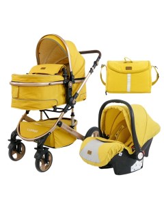 Детская коляска трансформер 3 в 1 518 желтый Luxmom