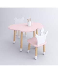 Комплект детской мебели стол Облако розовый стул Корона розовый Dimdom kids