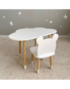Комплект детской мебели стол Облако белый стул Мишка белый Dimdom kids