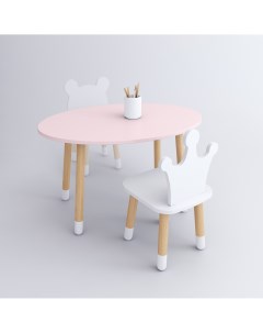 Комплект детской мебели стол Овал розовый стул Корона белый Dimdom kids