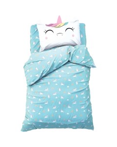 Комплект детского постельного белья Magical unicorn 1 5 сп бязь голубой Этель