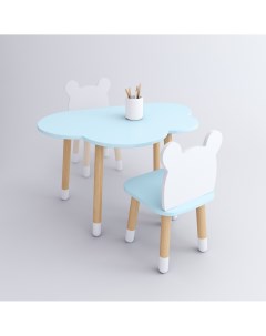 Комплект детской мебели стол Облако голубой стул Мишка голубой Dimdom kids