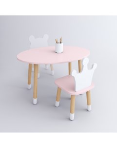 Комплект детской мебели стол Овал розовый стул Корона розовый Dimdom kids