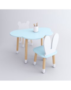 Комплект детской мебели стол Облако голубой стул Зайка голубой Dimdom kids