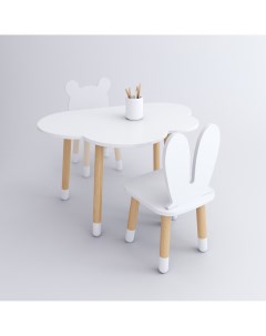 Комплект детской мебели стол Облако белый стул Зайка белый Dimdom kids