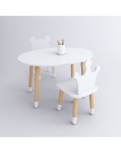 Комплект детской мебели стол Овал белый стул Корона белый Dimdom kids