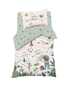 Комплект детского постельного белья Hello adventure 1 5 сп бязь зеленый бежевый Этель