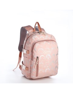 Рюкзак на молнии 4 наружных кармана цвет розовый 9853353 Nobrand