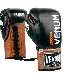 Боксерские перчатки боевые Coco Monogram Pro на шнуровке 10 унций черно коричневый Venum