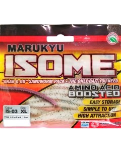 Силиконовая приманка Isome XL IS03 White sandworm Marukyu