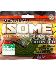 Силиконовая приманка Isome L IS05 Green sandworm Marukyu