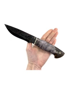 Нож Тундра вороненный ламинированный дамаск шишка акрил Lemax