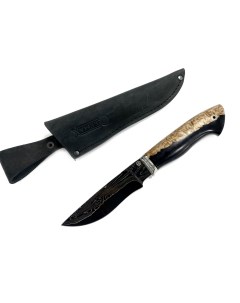 Нож Тундра вороненный ламинированный дамаск композит Lemax