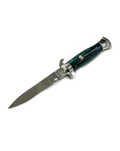 Выкидной нож с кнопкой Флинт 110х18 акрил зелёный Медтех