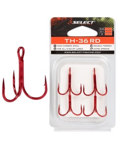 Крючки Select тройные treble hook TH 36 Red 01 4шт в упаковке Select tackles
