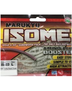 Силиконовая приманка Isome L IS03 White sandworm Marukyu