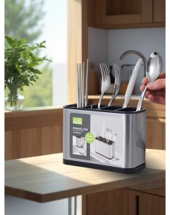 Органайзер для кухни Подставка сушилка для столовых приборов длина 18см серебро Samiga