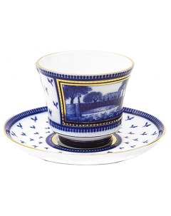 Чашка с блюдцем чайная Банкетная Первый Садовый мост Императорский фарфоровый завод