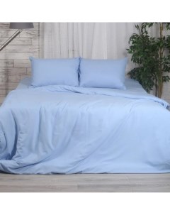 Комплект постельного белья Rustic Blue полутораспальный полисатин синий Nobrand