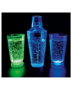 Подарочный набор бармена светящийся прозрачный шейкер и стаканы Nobrand