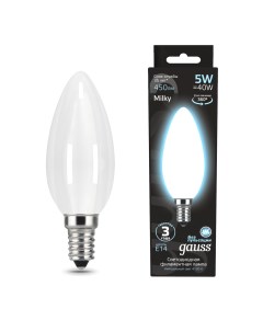 Упаковка ламп 10 штук Лампа Filament Свеча 5W 450lm 4100К Е14 milky LED Gauss