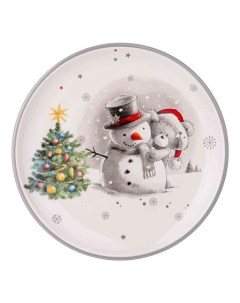 Тарелка десертная С новым годом Снеговик и мишка 21 см Lefard